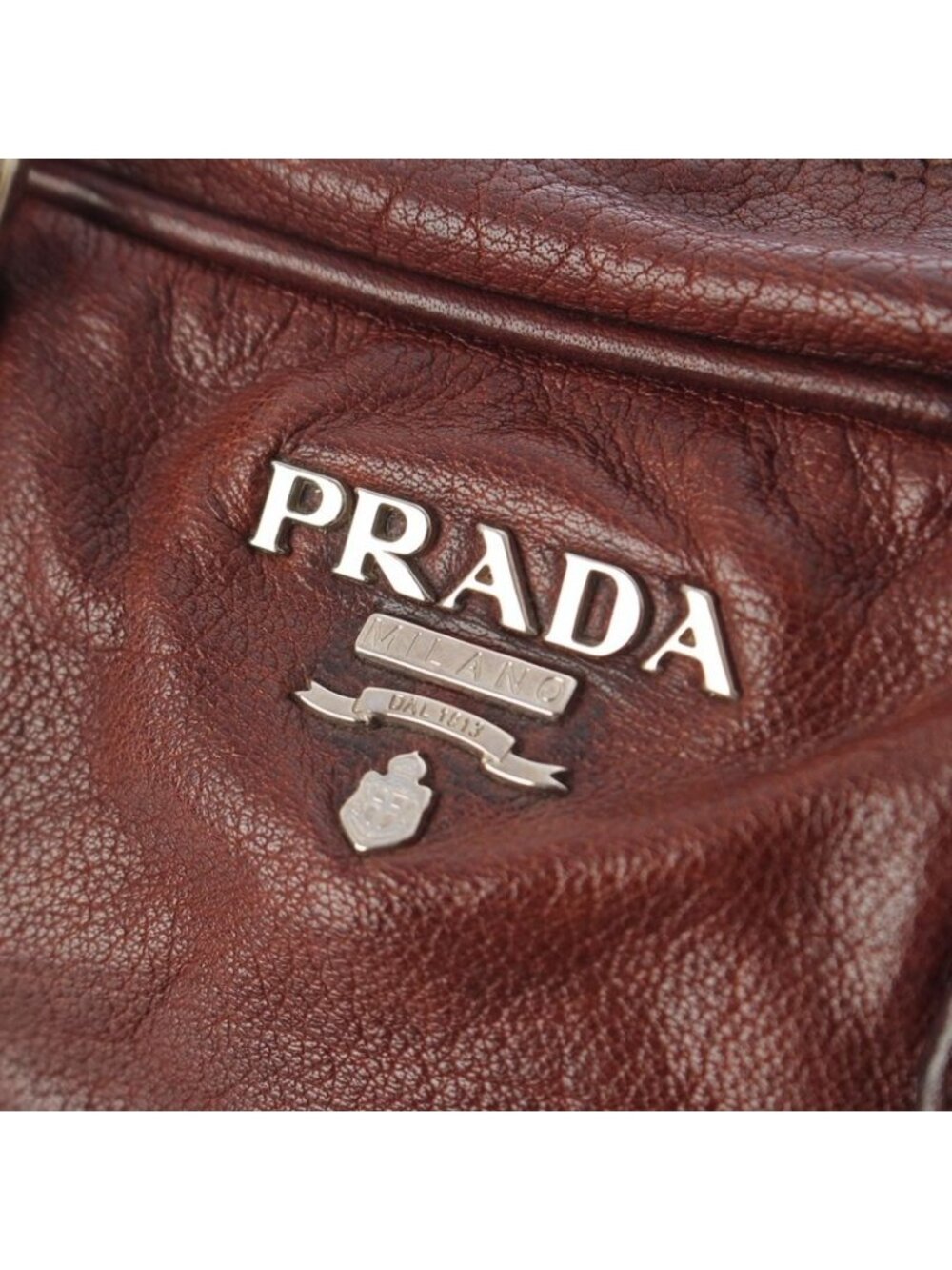 Prada Washed Leather Mini Boston Bag Brown - Picture 7 of 10